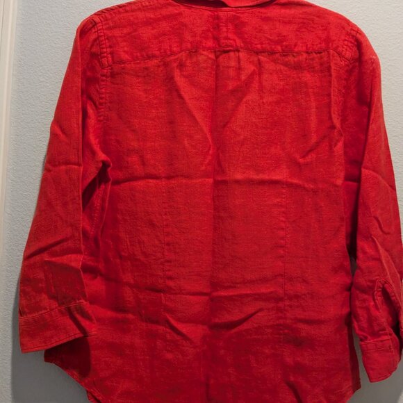 Vintage Lauren - Ralph Lauren - Red Collared Linen Shirt - Medium - Picture 7 of 7